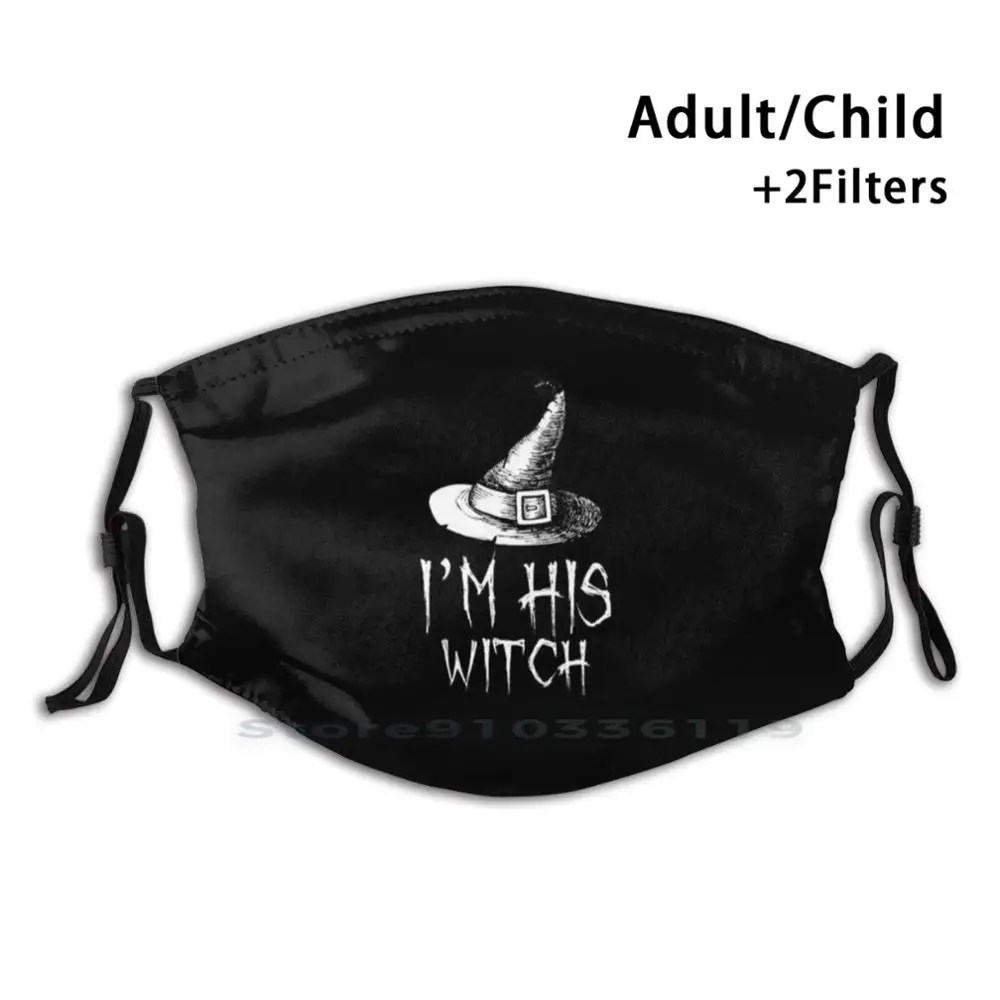 

I'M His Witch Halloween Couples Matching Gift Costume Design Print Reusable Pm2.5 Filter DIY Mouth Mask Kids Couple Halloween