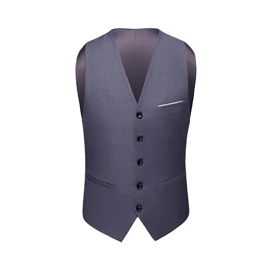

PYJTRL Male Pure Color Fashion Causal Business Suit Vest Work Clothes Waistcoat Men Dress Vests For Men Gilet Homme Classic Vest