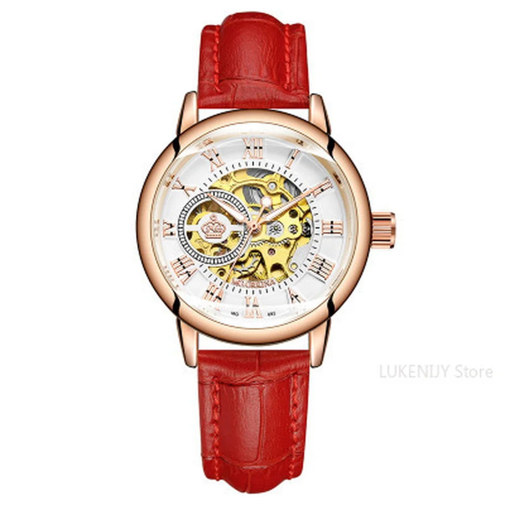 

New Fashion Luxury Brand Skeleton Women Mechanical Watch Female Clock Automatic Mechanical Watches For Women Silver Montre Femme