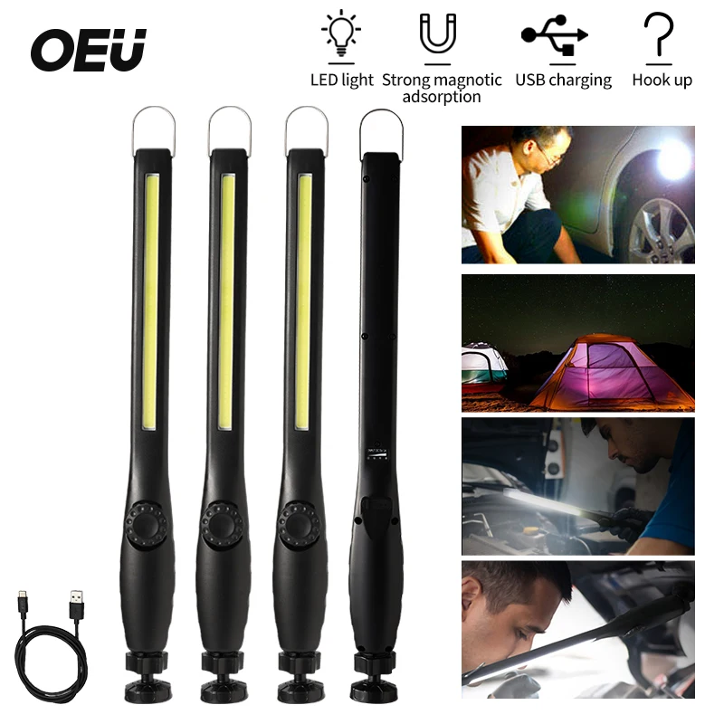 Портативный рабочий светильник магнит вспышка COB USB Перезаряжаемые ручной