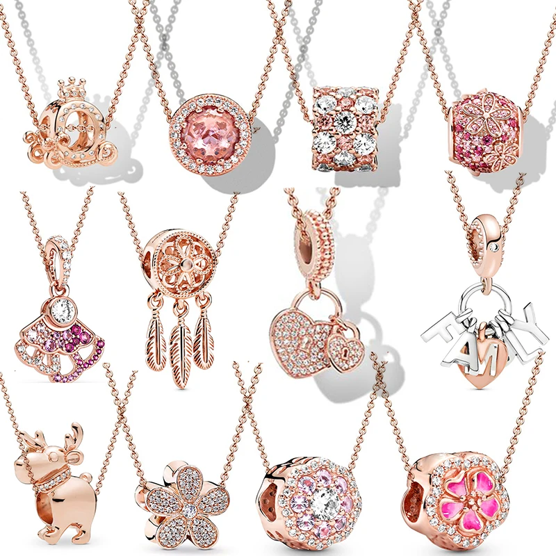 Цепочка с кулоном в виде оленя для мужчин и женщин ожерелье под розовое золото