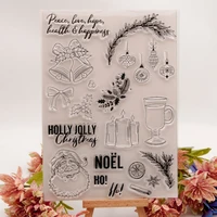 1pc christmas bell transparent clear silicone stamp seal diy scrapbooking rubber hand account album diary decor reusable 1521cm