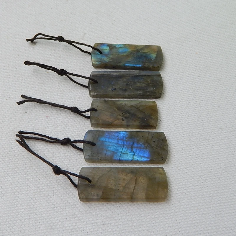 Продажа 5 шт. натуральный камень лабрадоритовое Ожерелье Подвески 34x13x3 мм 28x12x4 18 8
