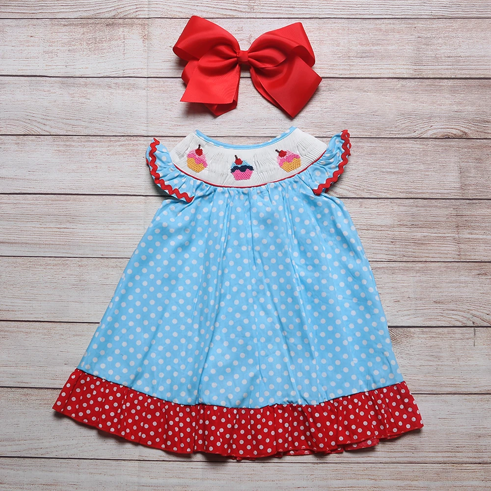 

Festival Fashion Baby Girls Smock Dress Kids Girl Ruffles Sky Blue Sisters Skirts Newborn Infant Cotton Dresses For Birthday