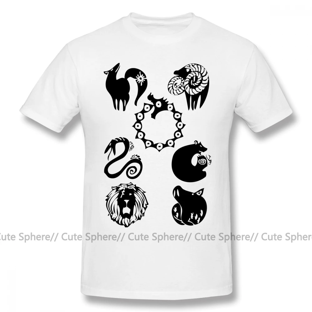 Футболка Seven Deadly Sins, футболка Seven Deadly Sins, футболка XXX с коротким рукавом, футболка с милым принтом, 100 хлопок, Пляжная Мужская футболка - Цвет: White