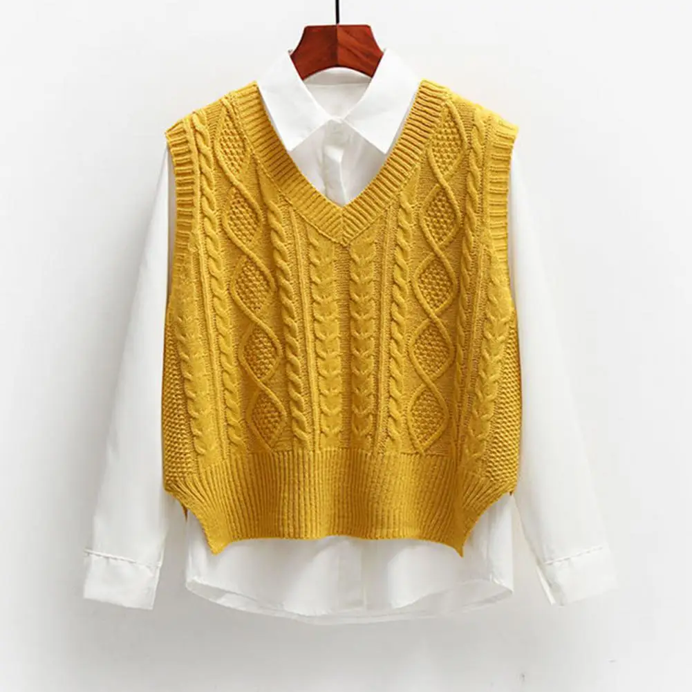 

Sweater Vest Simple Coldproof Loose Twist Knitted Women Vest for School Women Vest Sweater Vest Top