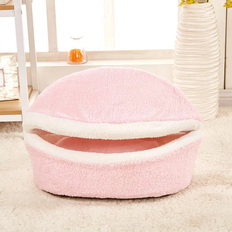

Pet Dog Cat Sleep Bag Hamburger Shape Puppy Kitty Warm House Soft Plush Warm Nest Removeable Cover For Winter 45x35cm/55x40cm