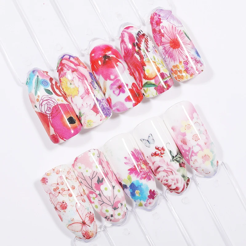 1 Набор красочных наклеек для дизайна ногтей цветок животные водные переводные