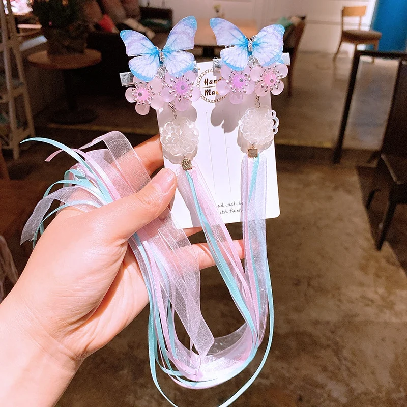 

New Girls Bowknot Headdress Tassel Step Shake Hairpin Girl Costume Hanfu Ancient Style Hairpin