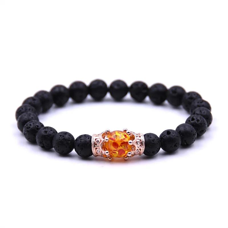HYHONEY черный Lava натуральный бисер браслет микро проложить CZ Двойные Браслеты с