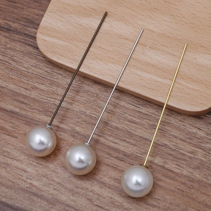 Металлическая латунная шпилька длиной 70 мм основание из родиевой антикварной