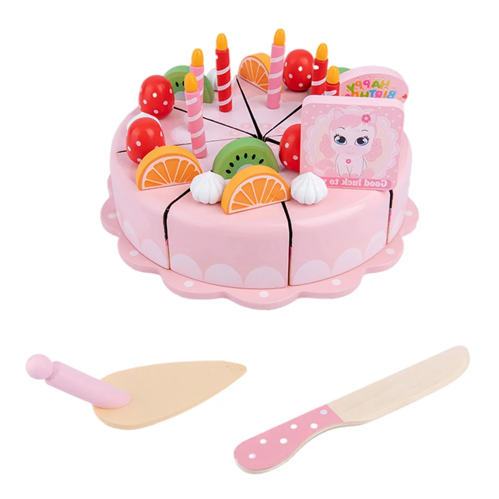 

1 Set Children Playhouse Children Toys Wooden Cake Cutting Playthings