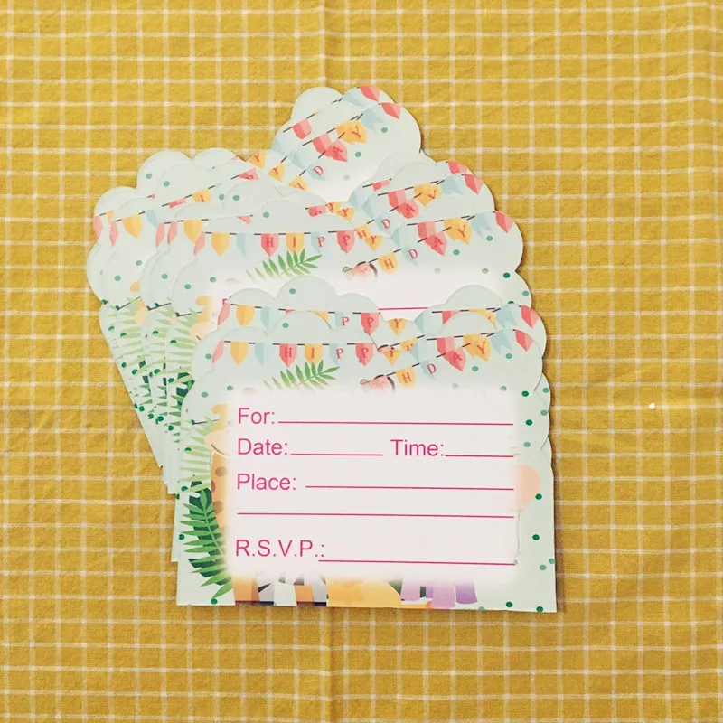 10 шт. джунгли Животные Сафари тема Пригласительные открытки для детей день