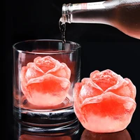 1pc 3d rose shape ice cube maker reusable silicone flower diy ice mold for whiskey wine cocktail no odor kitchen bar tools