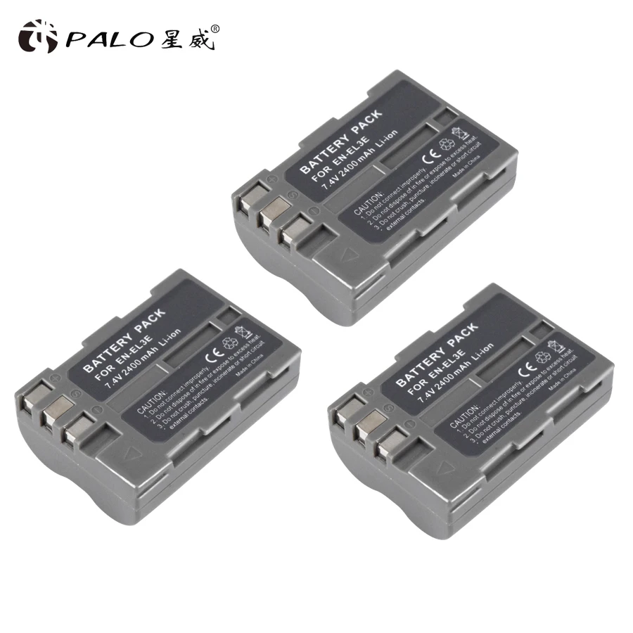 3pcs battery PALO Аккумулятор для камеры EN-EL3E аккумулятор el 3e 7,4 V 2400mAh 1 шт. литий-ионный цифровой для NIKON d700 d90 d200 d300S d70 d100 - Цвет: 3pcs battery