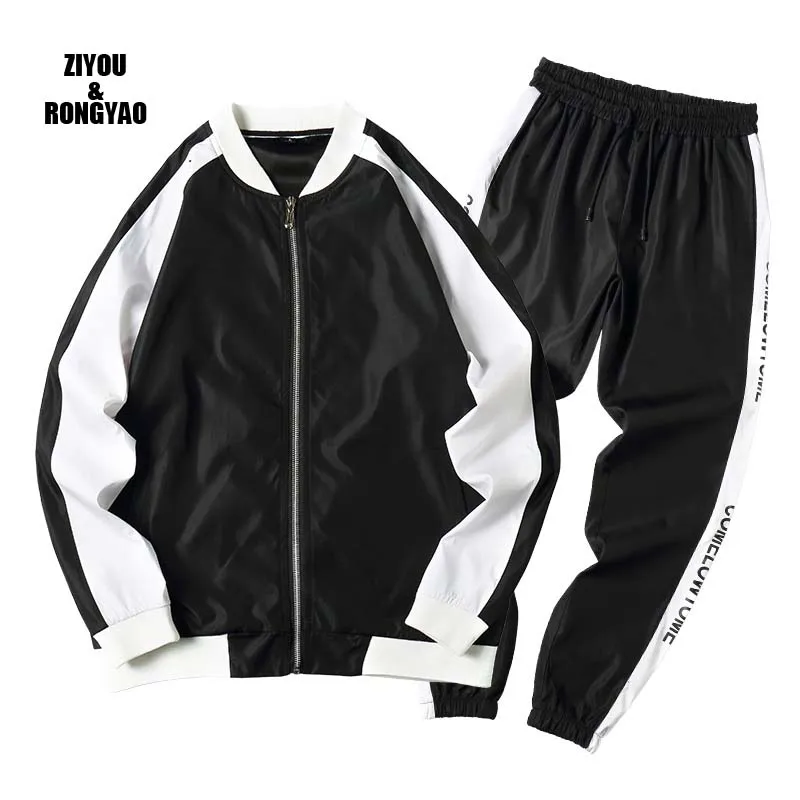 

Мужской спортивный костюм с принтом, повседневный спортивный костюм из двух предметов, кофта и штаны, осень 2020