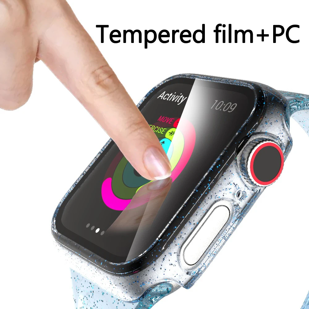 Full cover for Apple Watch series 5 4 3 2case transparent bumper hard frame case with glass film iWatch 4screen protector | Наручные часы