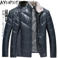 ayunsue 2020 winter jacket men clothing mens down jackets real mink fur collar genuine sheepskin leather erkekler ceket lxr1052