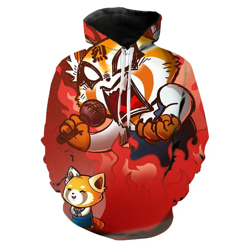 

Новые повседневные толстовки Aggretsuko с 3D принтом для мужчин и женщин, детские толстовки, пуловер с длинным рукавом, уличная одежда для мальчик...