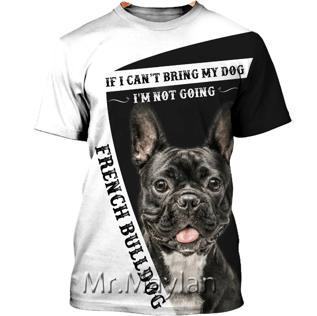 

Футболка с коротким рукавом и 3D-принтом французского бульдога, унисекс