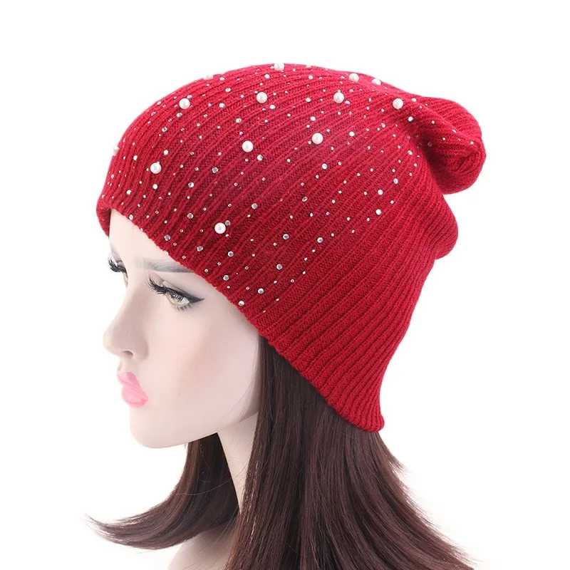 

New hot drilling Wool Hat Women's winter scarf hat winter warm cover hat