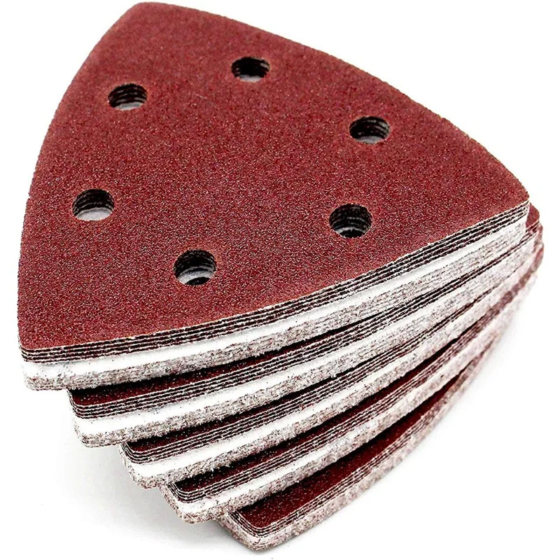 

150 Pieces Triangular Sandpaper 6 Holes 93 X 93 X 93 Mm 40/60/80/120/180/240 Sandpaper for Sanding Machines
