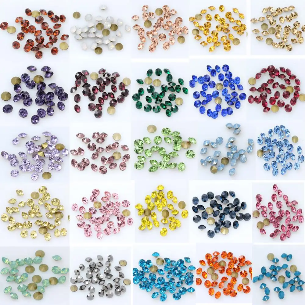 1440P SS2/3/4/5/6/8 Round Facet Cone Cz Crystal 36Color Pointed Back Diamond For 3D Nail Arts Wedding Dress Repair Jewelry Beads images - 6