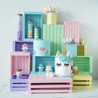 nordic wood storage baskets colorful toy storage racks wedding cake table display tools home decoration wood frame scenery props