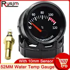 Датчик температуры воды, HD 2 дюйма, 52 мм, белый светодиод, 40-120 Цельсия, с датчиком температуры воды, адаптер 10 мм, термометр 18NPT для автомобиля