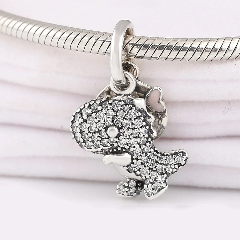 

Cute Dinosaur Dangle Charm fit Pandora Bracelet Bangle Enamel Authentic S925 Silver Bead DIY Jewelry
