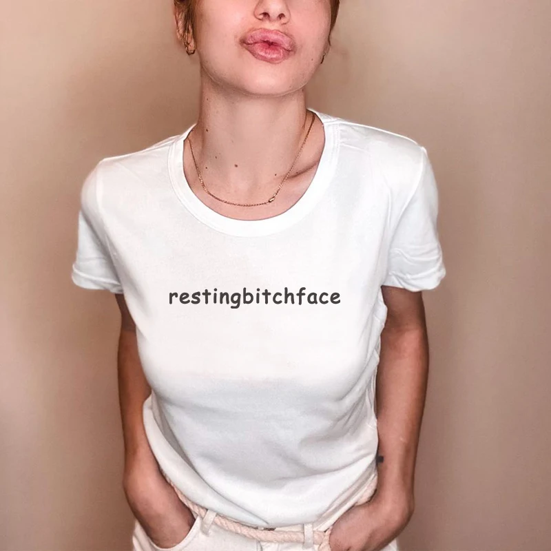 

Хипстерские женские футболки restingbitchface, рубашка с коротким рукавом и буквенным принтом, женская футболка, летняя одежда, camiseta mujer