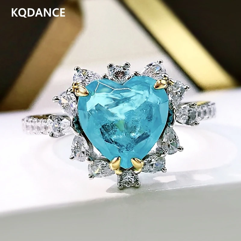 

KQDANCE 925 пробы серебряные женские кольца, 9*9 Paraiba Tourmaline Pariba бриллианты кольцо с камнями 2021