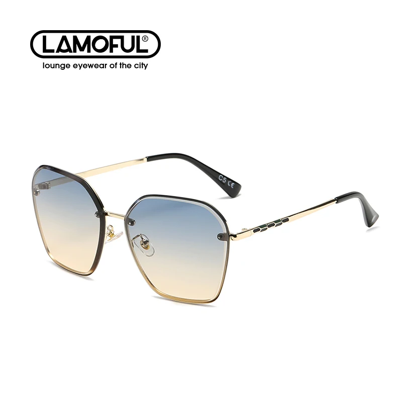 

LAMOFUR Brand New Polygonal Sunglasses 2021 Korean Wave UV Protection Online Celebrity Glasses Street Shooting for Women 50550