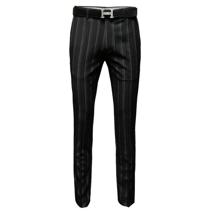 Мужские брюки черный темно-синий большой полосатый уличная костюм Смарт