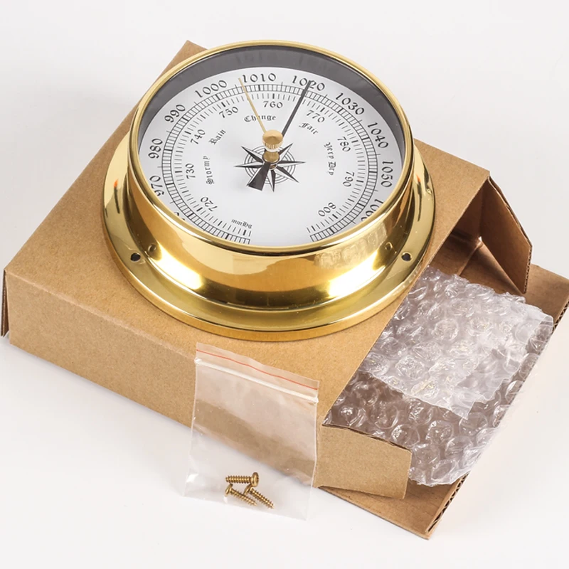 Новинка 1 шт. латунный чехол метеостанция барометр гигрометр часы и Tid 115 мм 6