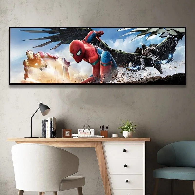 

Marvel Wall Art Spider-Man Canvs Decorative Painting Hotel Bedroom Bedside Boys Children's Room For Boy Hanging Iron Man Mural