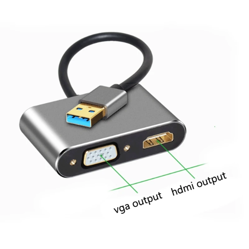 Переходник 2 в 1 с USB 3 0 на HDMI + VGA адаптер для HDTV док-станция ПК-проектора |