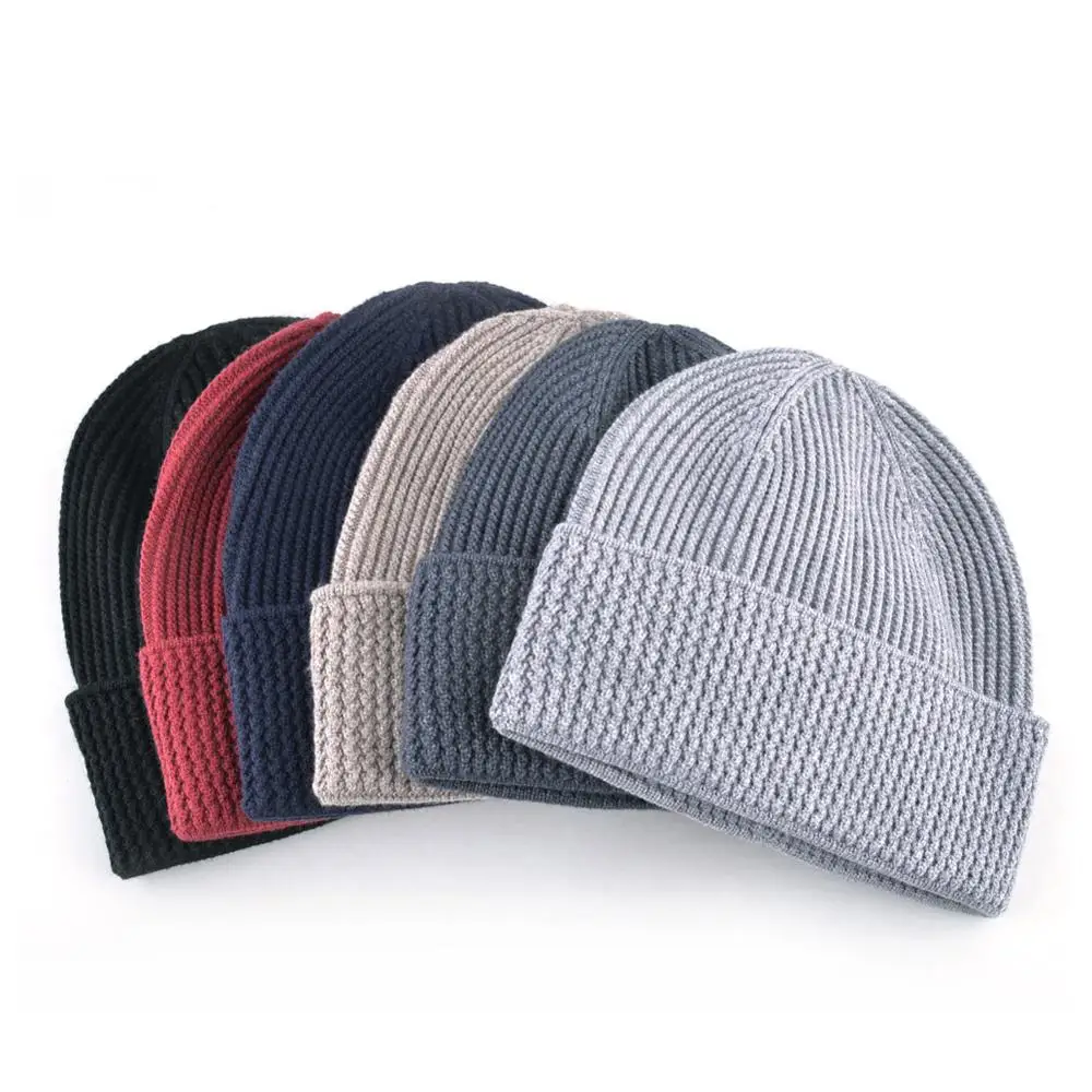 Высококачественные зимние шапки для мужчин вязаные шерстяные шапочки