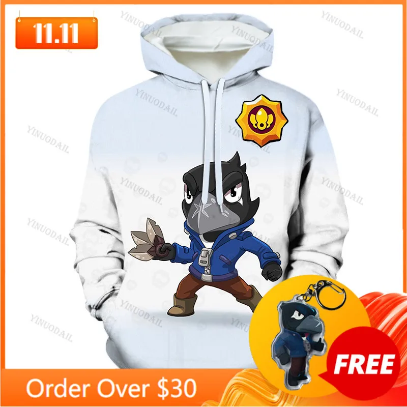 

MAX Cartoon Star Tops Teen Clothes Crow Shooter Kids Hoodie Shooting Game Spike 3D Print Sweatshirt Tops Boys Girls