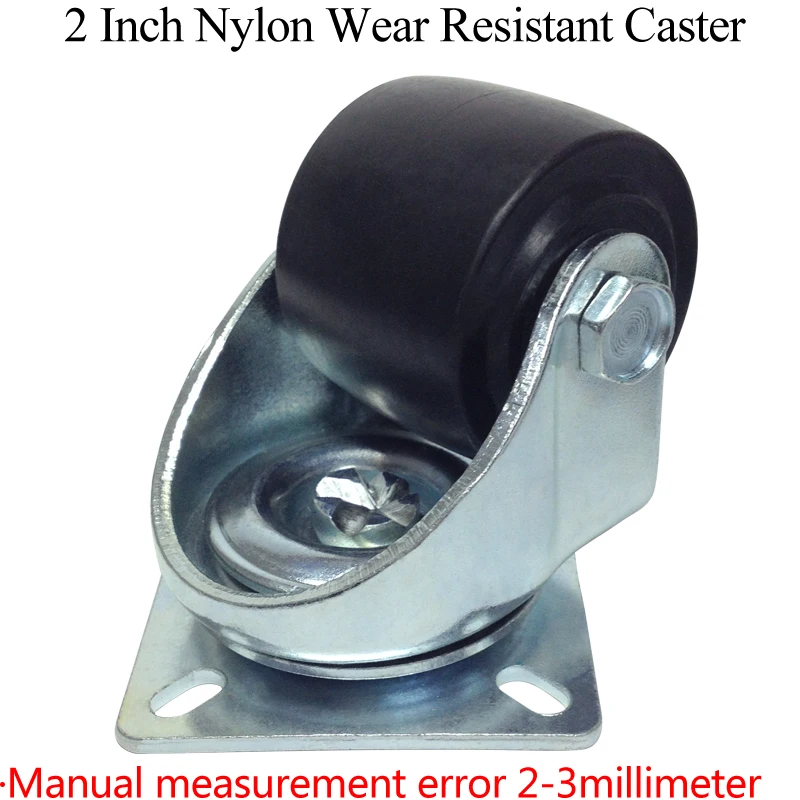 

4 Pcs 2.0 Inch Nylon Wear Resistant Caster Single Load 120kg Steel Plate Bracket Four Wheels Carrying 360kg