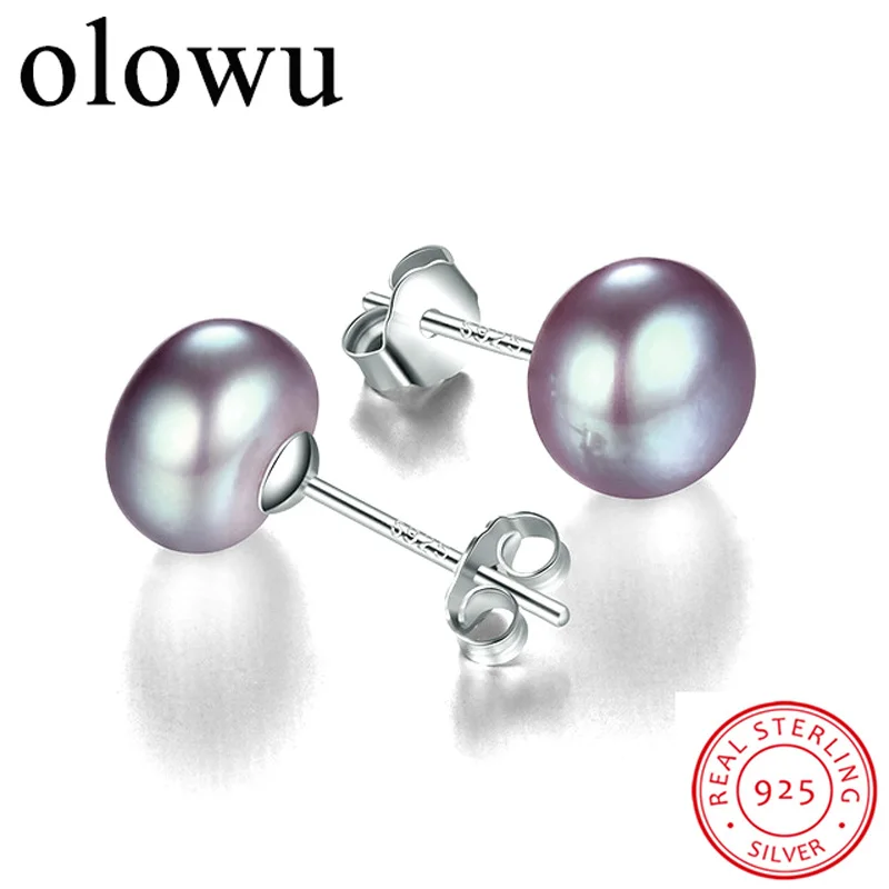 Классические серьги olowu из 100% серебра 925 пробы фиолетовые и розовые с