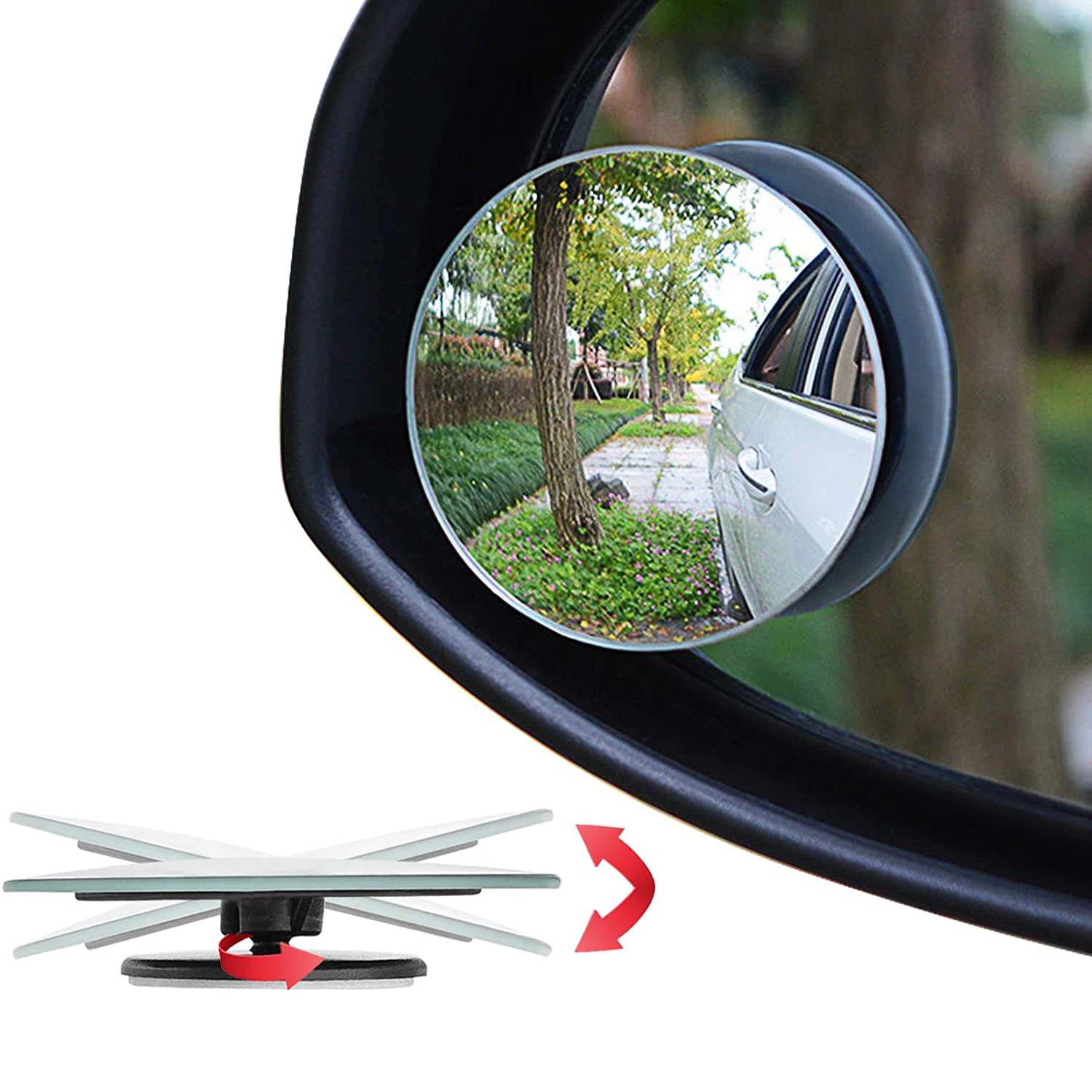 

Auto Rearview Mirror HD Borderless Small Circular Mirror Glass 360 Degree Adjustable Blind Spot Mirror