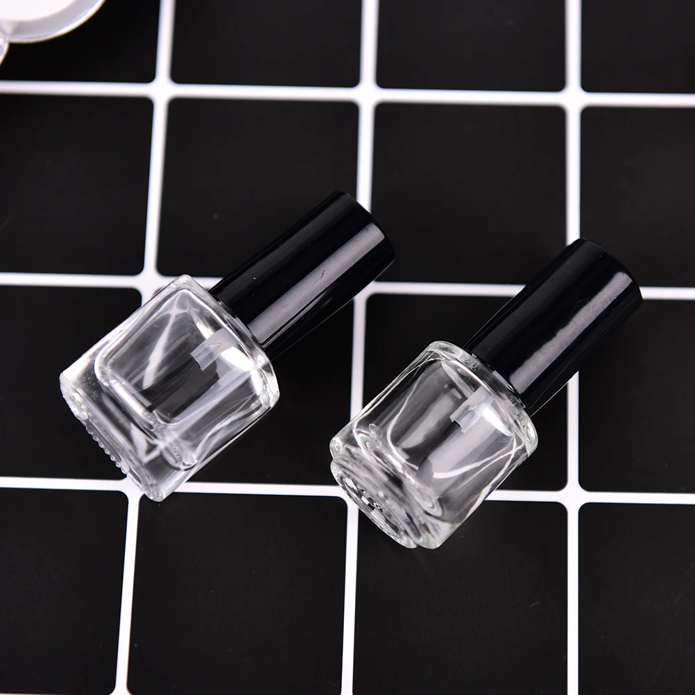 1pcs Empty Glass Nail Polish Bottle Cosmetic Square Oil Bottles Containers 5ML Transparent With A Lid Brush | Красота и здоровье