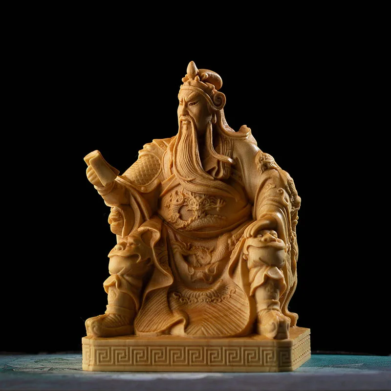 9 см ночник для чтения Guan Gong резьба по дереву статуя Будды Китайская Скульптура