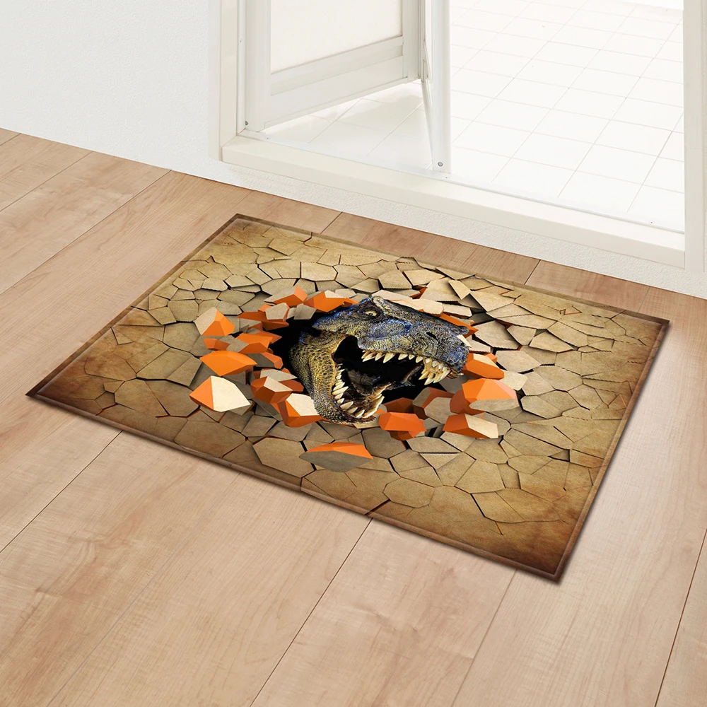 3D напольный коврик с рисунком динозавра нескользящий мягкий для двери гостиной