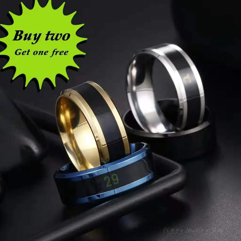 

Stainless steel black blue gold and silver sensor smart real-time body temperature ring men and women jewelry gifts wholesale