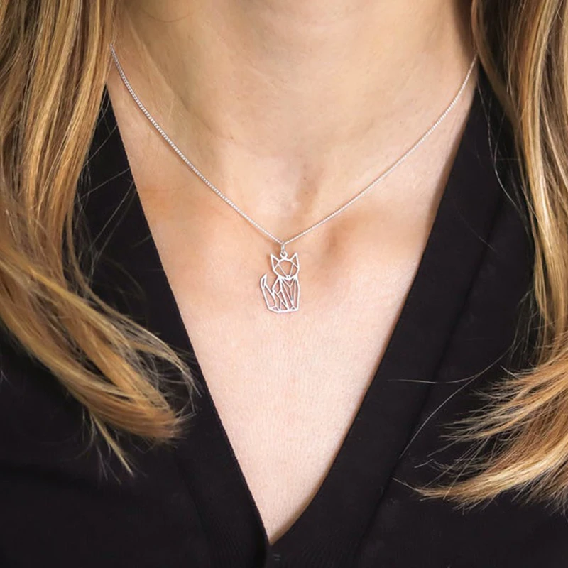 

Цепочка из нержавеющей стали для мужчин и женщин, изящное ожерелье с кулоном в виде кота до ключиц, Подарочная бижутерия