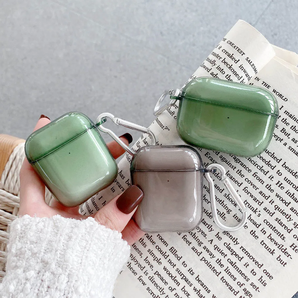 Прозрачный зеленый чехол для наушников AirPods 2 Pro 1, мягкий чехол из ТПУ, защитный чехол для зарядки, аксессуары для Air Pods 3