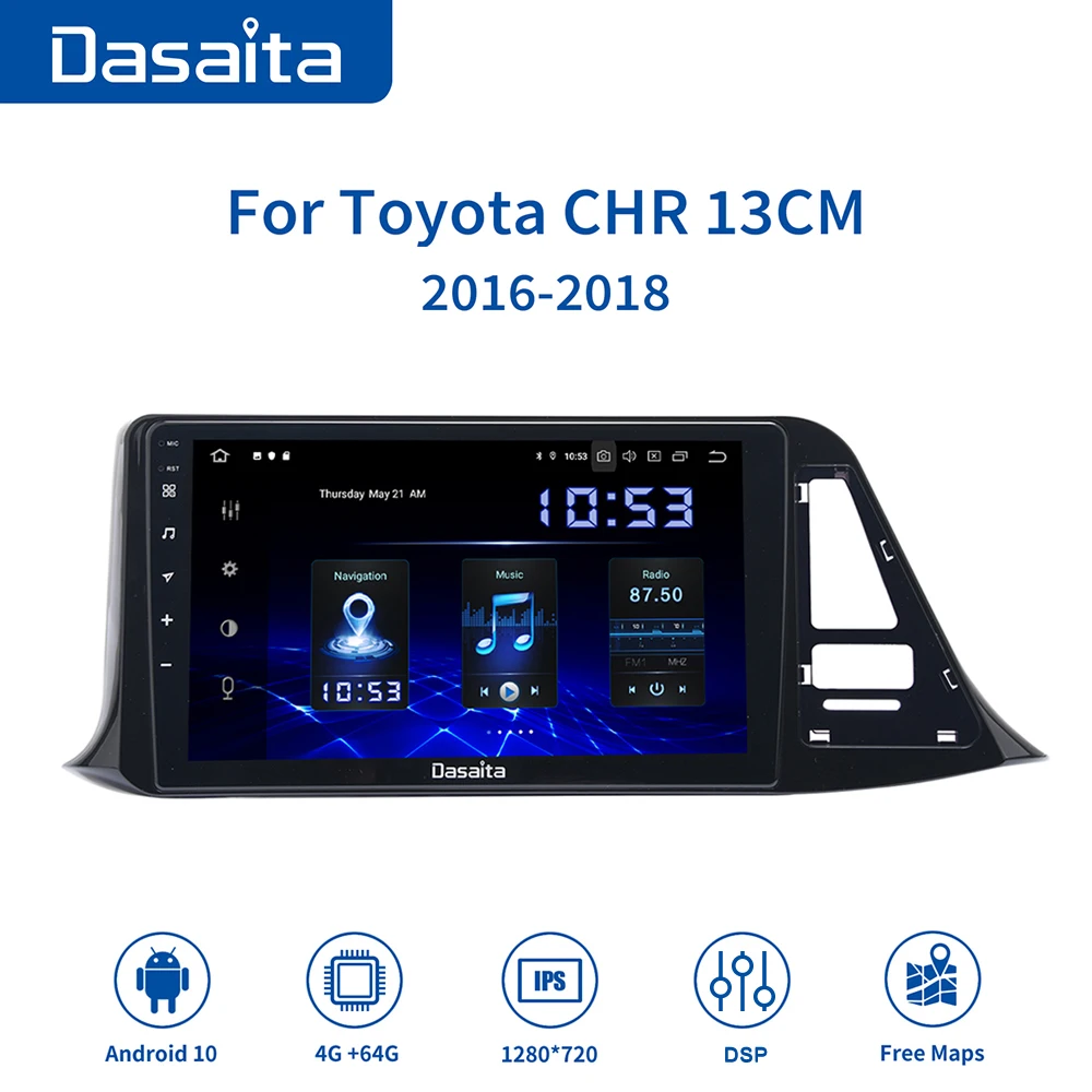 

Dasaita 9" Car 1 Din Android 10 Radio for Toyota CHR 13CM 2016 2017 2018 American Version DSP GPS Navigation 4GB 64GB Head Unit