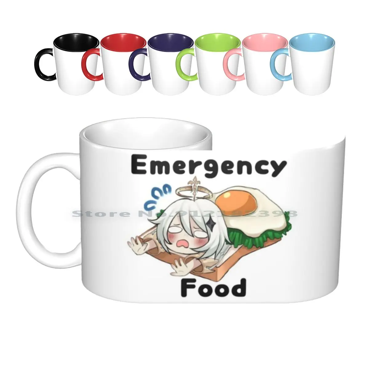 

Genshin Impact | Аварийная еда Paimon с текстом, керамические кружки, кофейные чашки, кружка для молока и чая, Genshin Impact Paimon Cute